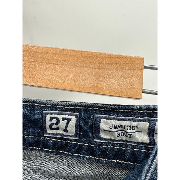 Miss Me Bootcut Jeans Lace Sequin Flap Pockets Denim Dark Wash Womens Size 27 - Picture 7 of 9